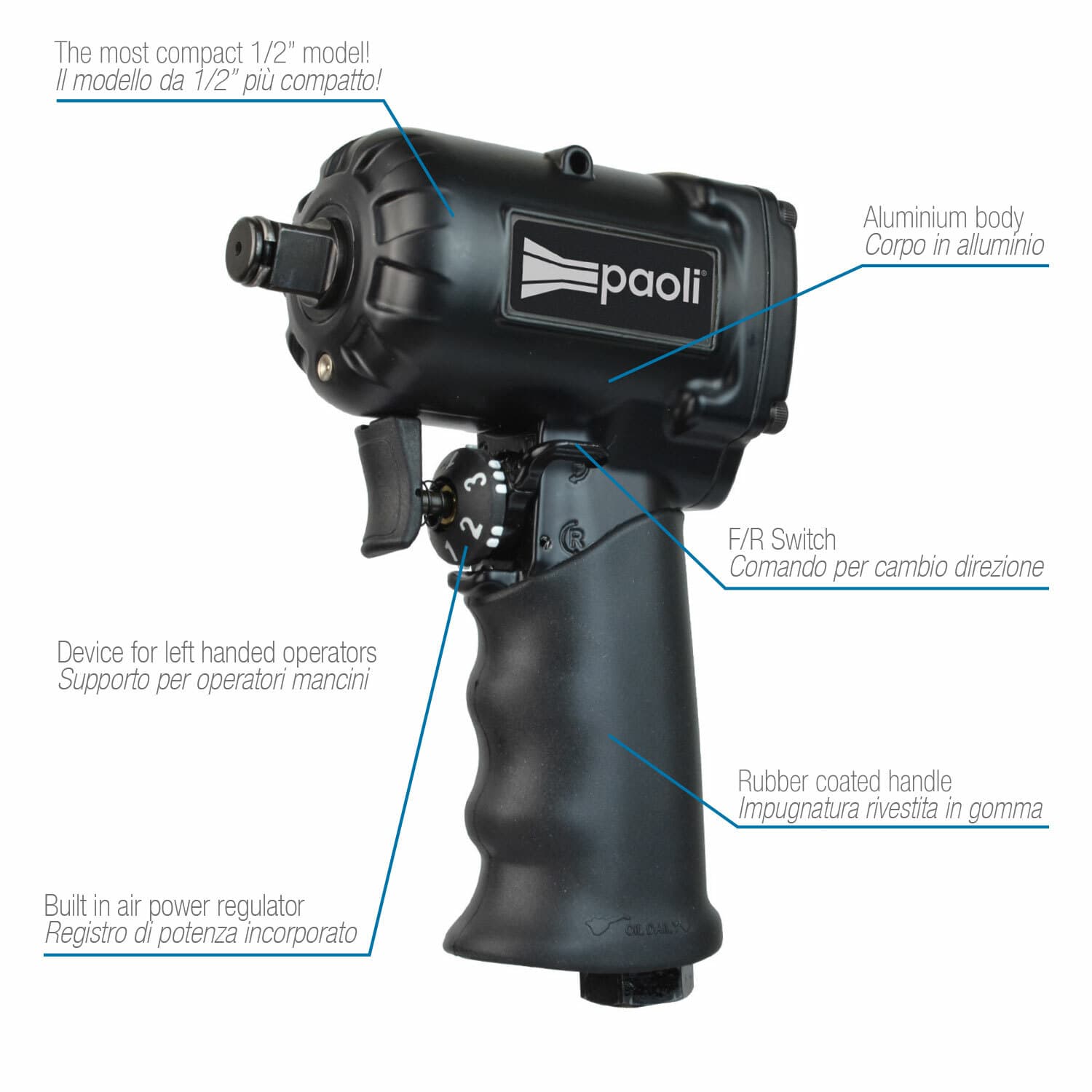 Dino Paoli 1/2" Pro Series DP1050 Impact Wrench Jumbo Hammer (Italy Import)