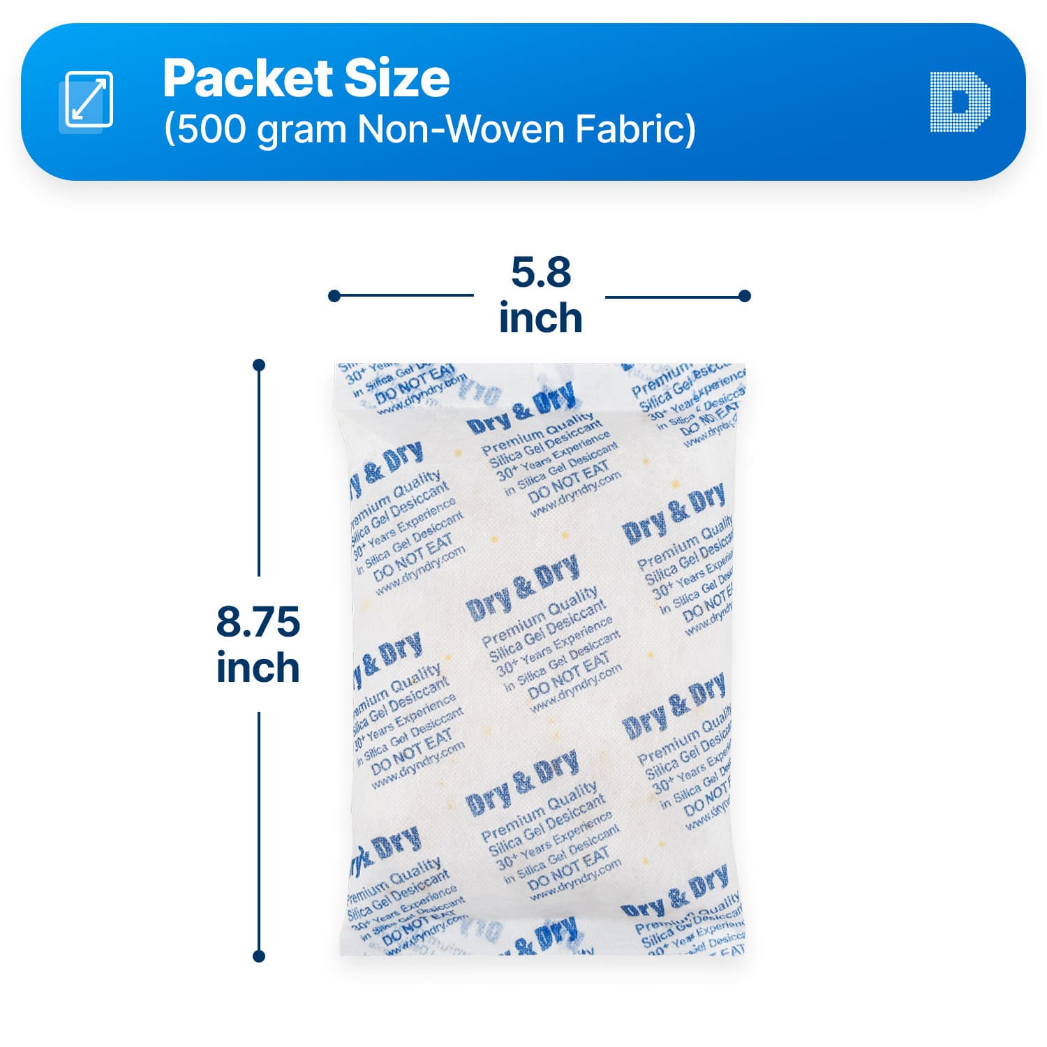 500 gram X 40 PK "Dry & Dry" Food Grade Orange Indicating Silica Gel Packets 6