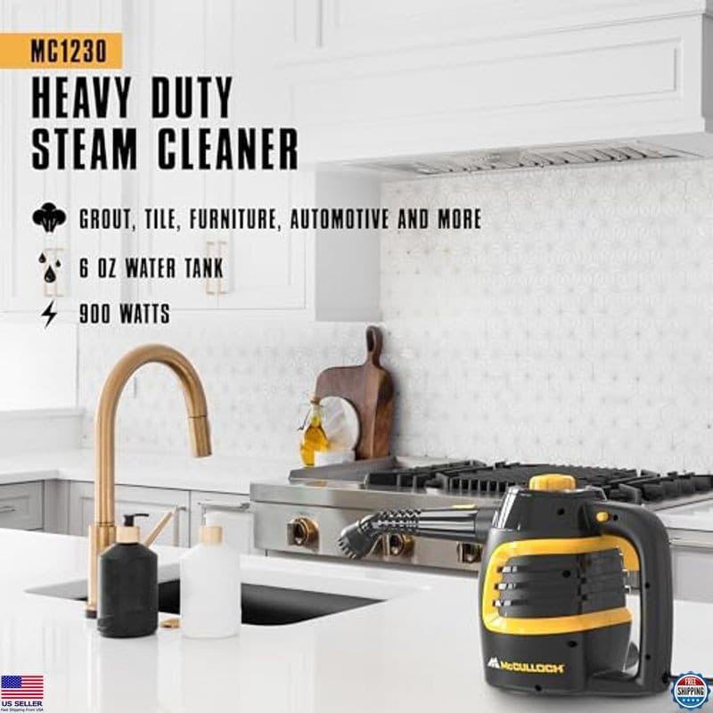 McCulloch MC1230 Handheld Steam Cleaner – 10-Minute Runtime & 11 Accessories 2