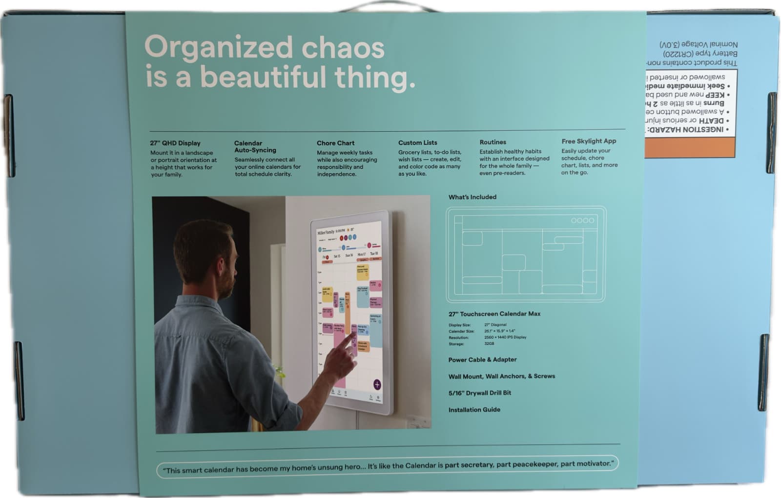 Skylight 270BGBa Calendar Max: 27 inch Touchscreen Smart Calendar (New in Box) 3