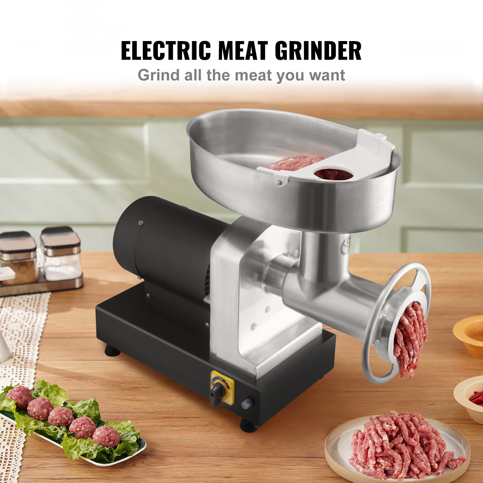 Commercial 992Lb/H Electric Meat Grinder Heavy Duty 1100W Sausage Stuffer Maker 2