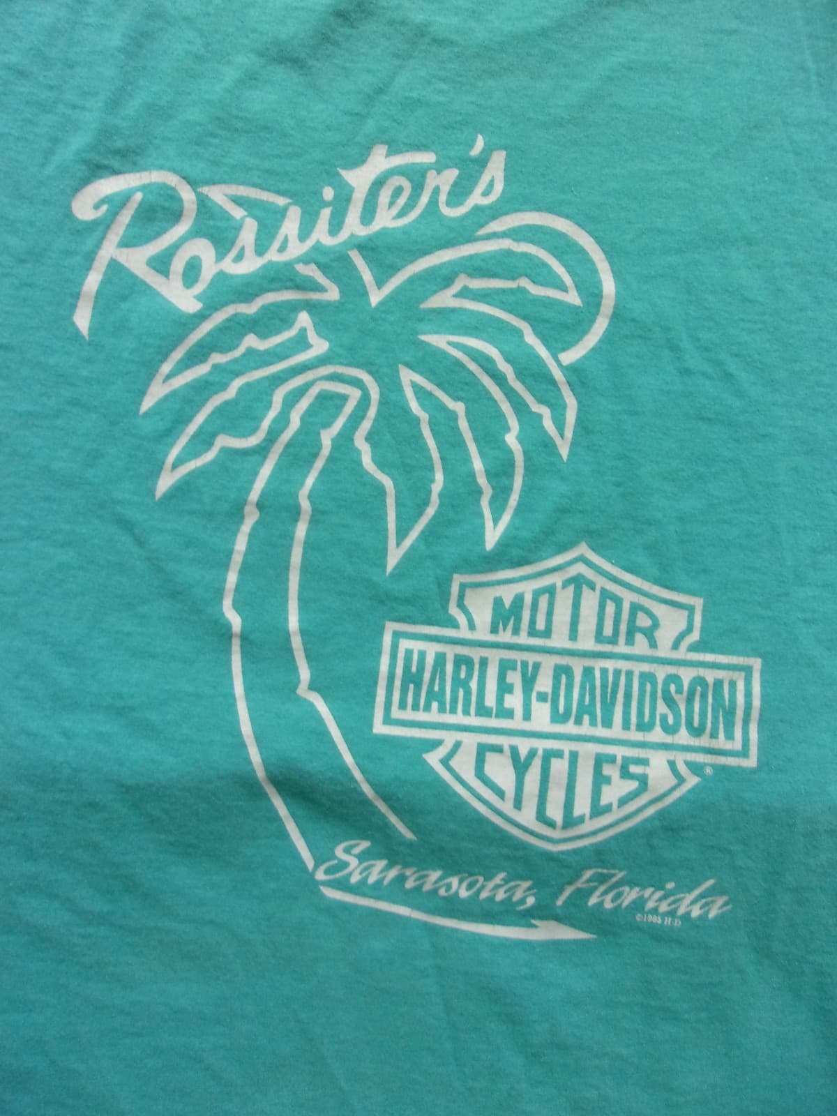 Harley-Davidson T Shirt Adult Sz XXL Rossiter's Sarasota, Fl Wolf/Eagle-Teal 5