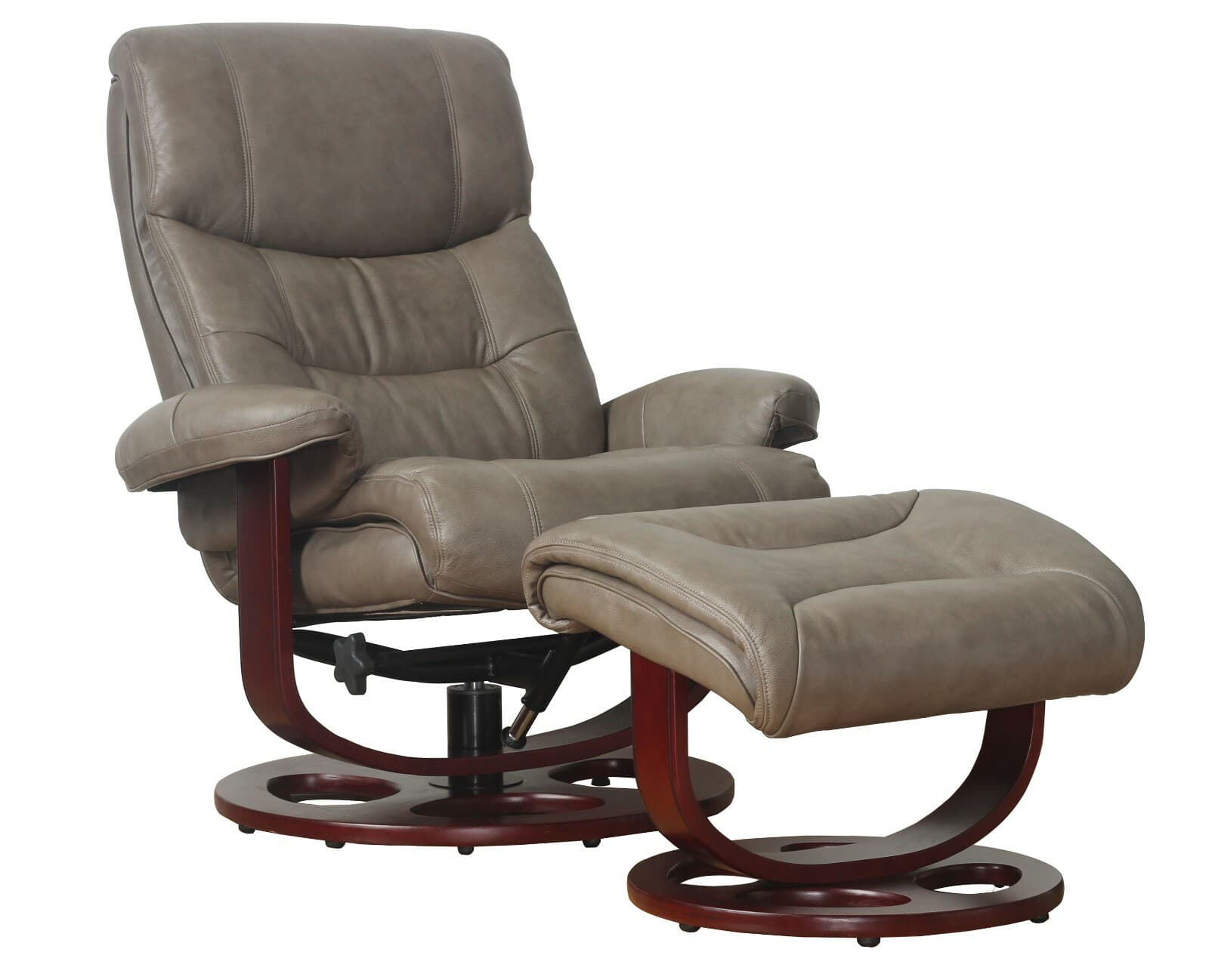 Barcalounger Dawson Chelsea Cobblestone Leather Pedestal Recliner Chair Ottoman