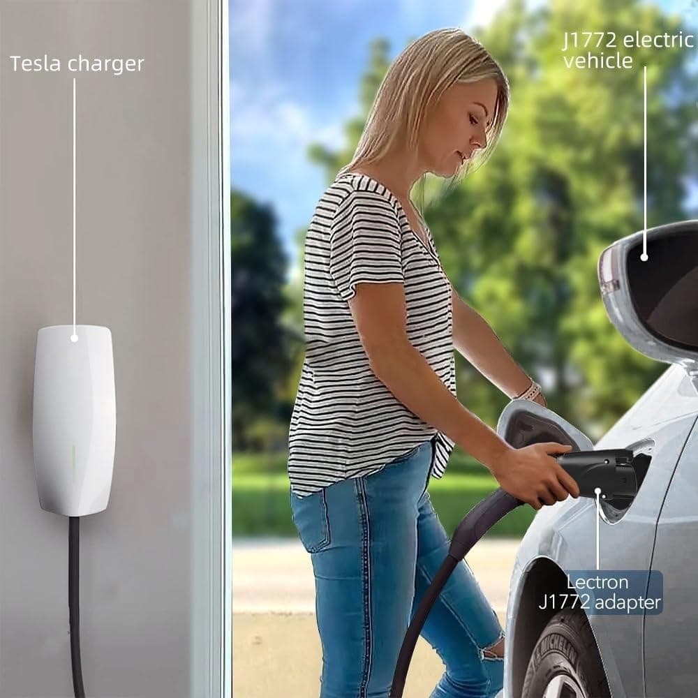 Tesla to J1772 Charging Adapter Black Max 60Amp, 250V Electric Vehicle EV Charge 4