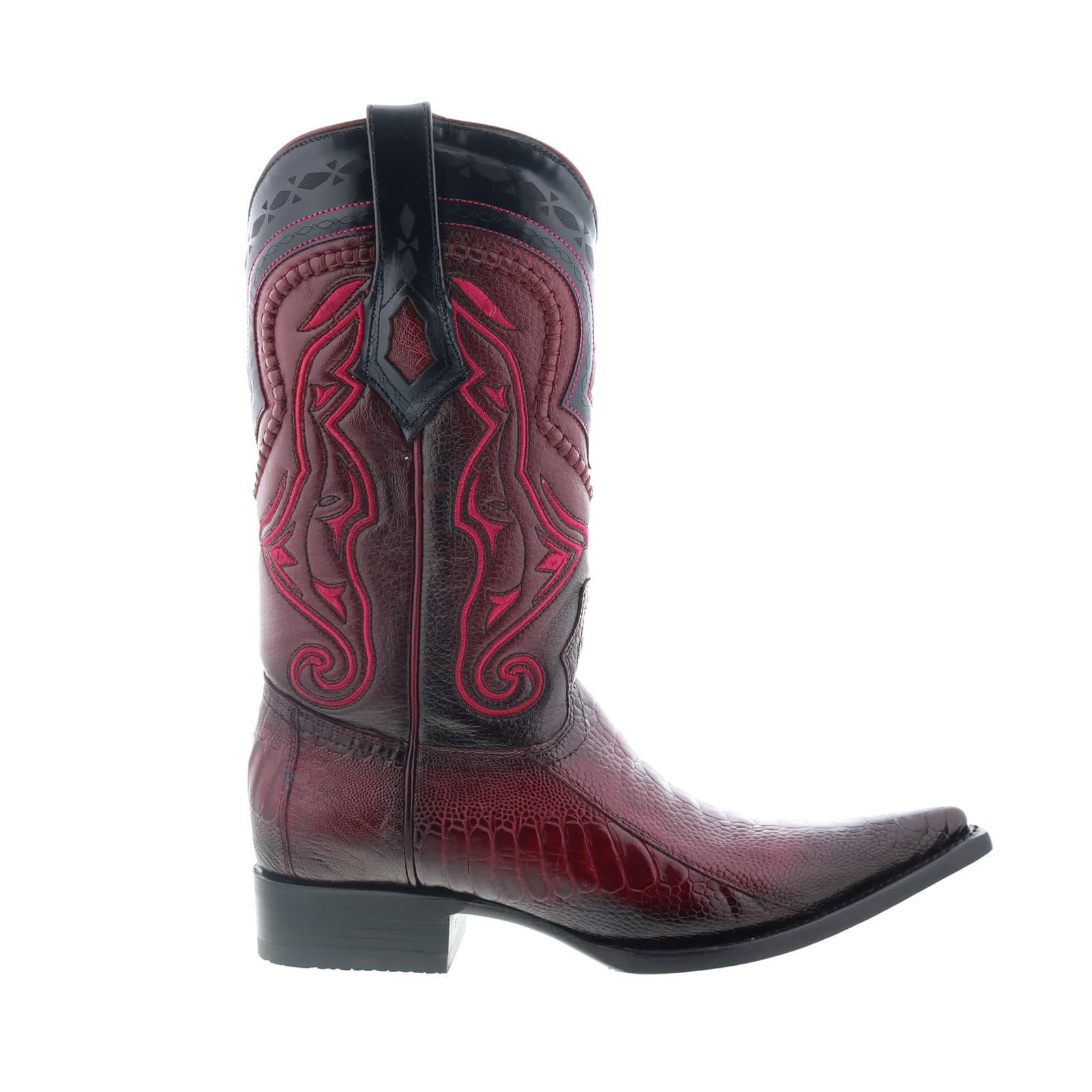 Los Altos 3X Toe Ostrich Leg Mens Burgundy Wide Cowboy Western Boots