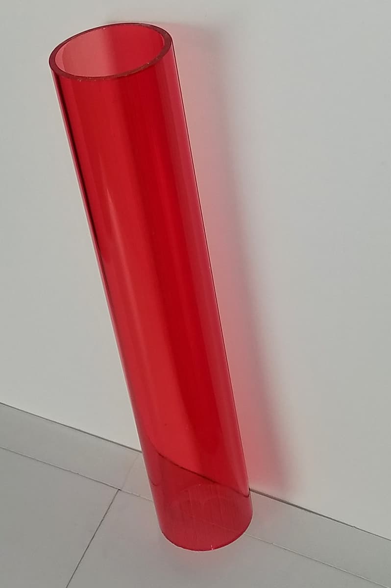 1 Pc 2" x 1 3/4" RED CLEAR ACRYLIC PLEXIGLASS LUCITE PLASTIC TUBE 24” INCH LONG 3