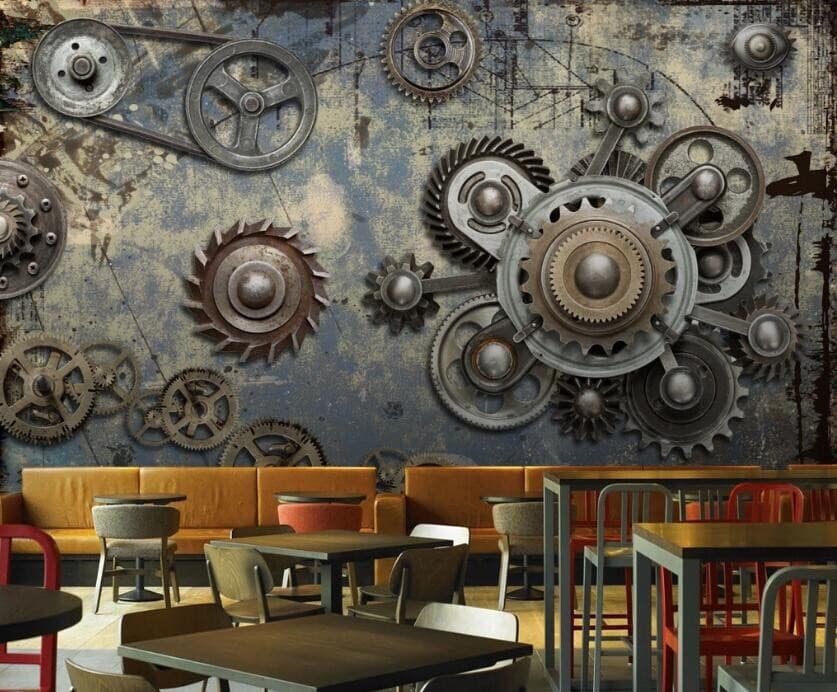 3D Retro Gear G12382 Wallpaper Wall Murals Removable Self-adhesive Honey 3
