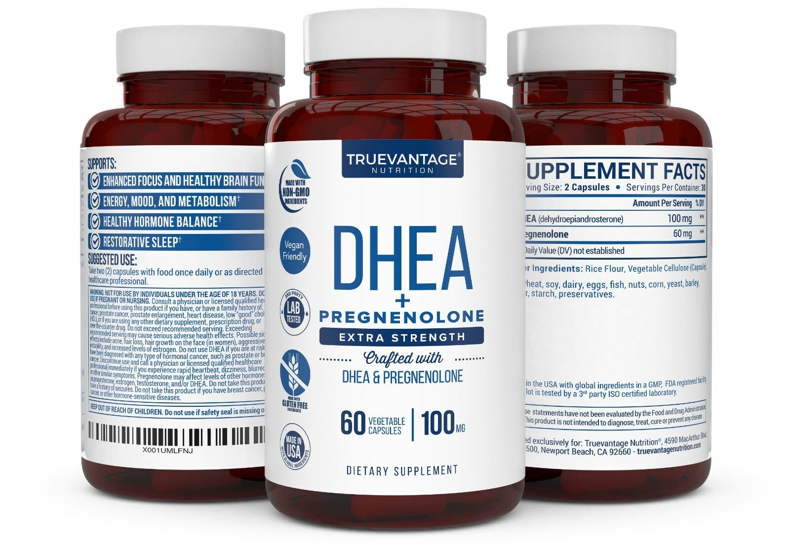 Extra Strength DHEA 100mg Supplement with Pregnenolone 60mg 5