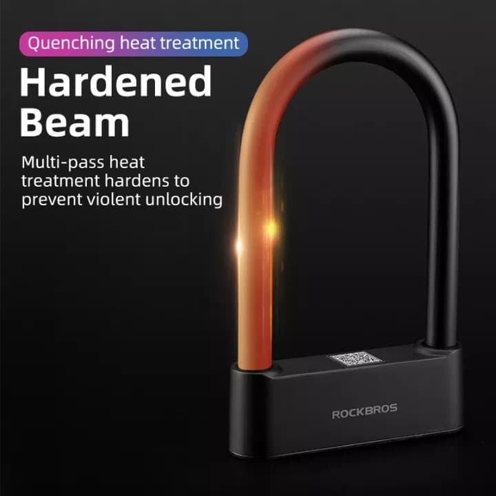 ROCKBROS Bike Intelligent Lock Smart Fingerprint U Lock Bluetooth Phone Control 4