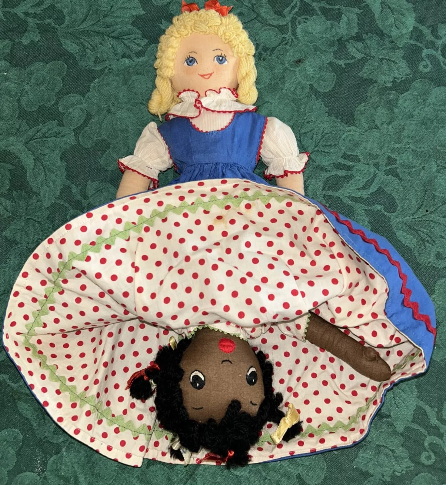 Vintage Topsy Turvy Doll 15” Tall 1950 Unique Black Americana Edith Flack Ackley