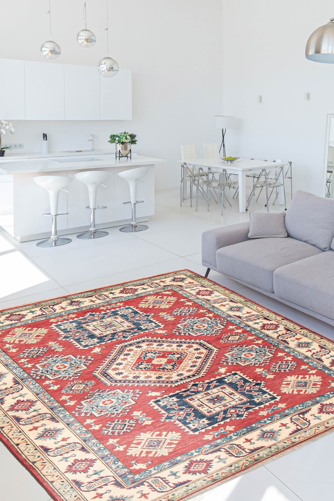 Traditional Red 5'0" x 6'7" Hand-knotted Oriental Carpet Wool Area Rug 2