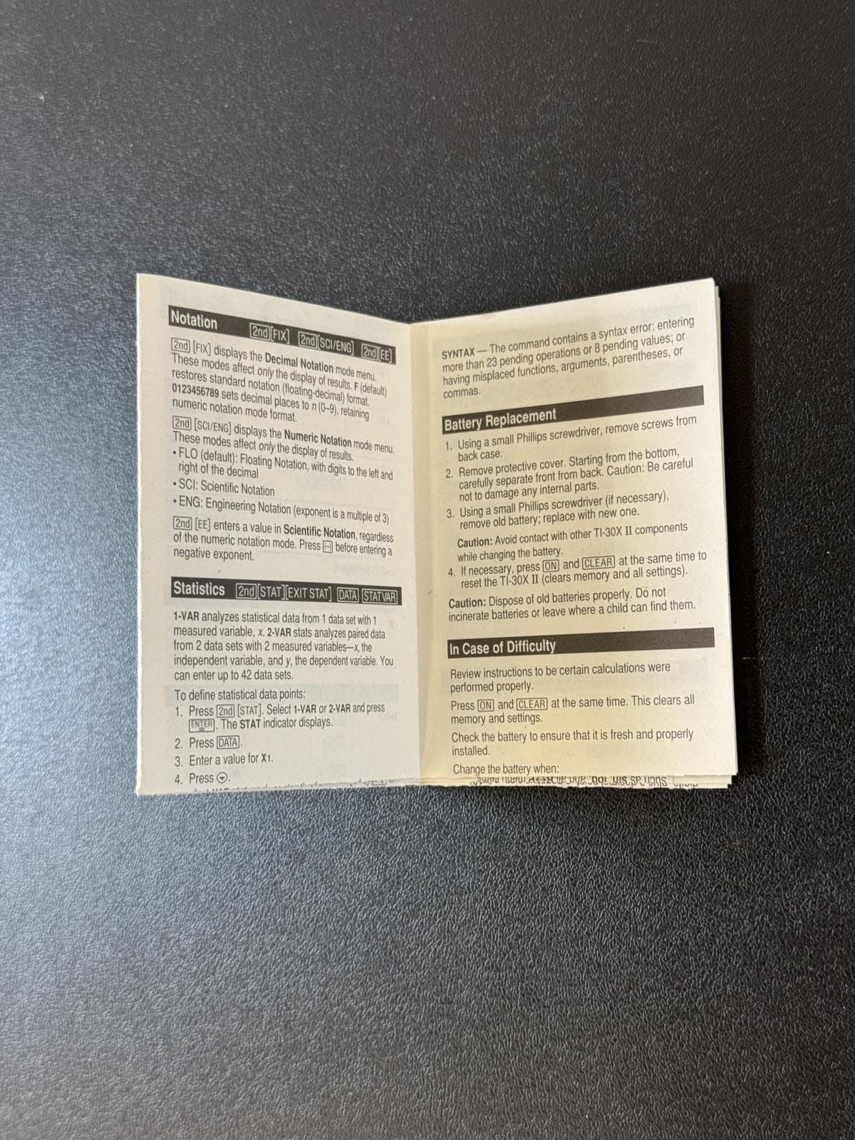 Texas Instruments TI-30X IIB IIS Scientific Calculator Instruction Manual 1999 3