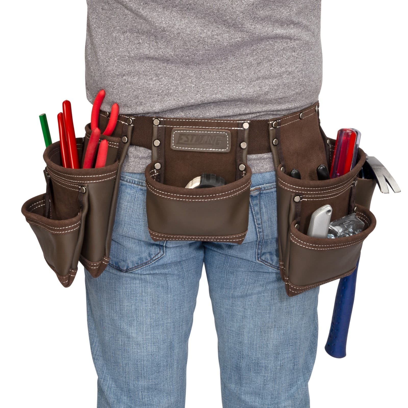 Estwing 7 Pocket Leather Tool Belt Pouch Apron Set 94744 6