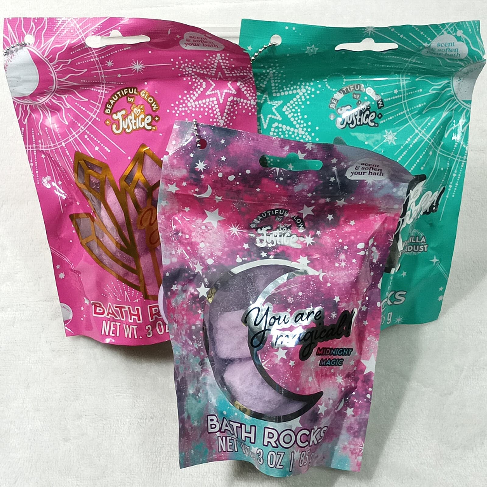 Bath Fragrance Kids Adults Justice Beautiful Glow with Scoop 3 Pack 5