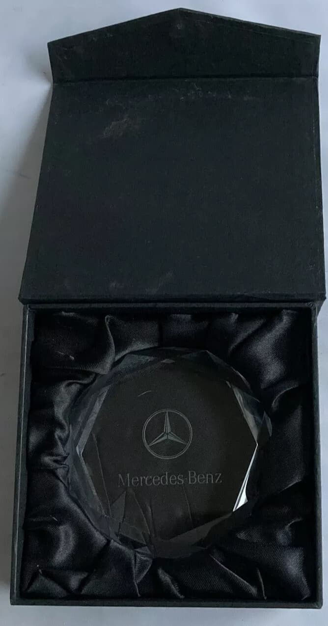 Vintage Mercedes Benz Car Crystal Glass Paperweight W/ BOX 6