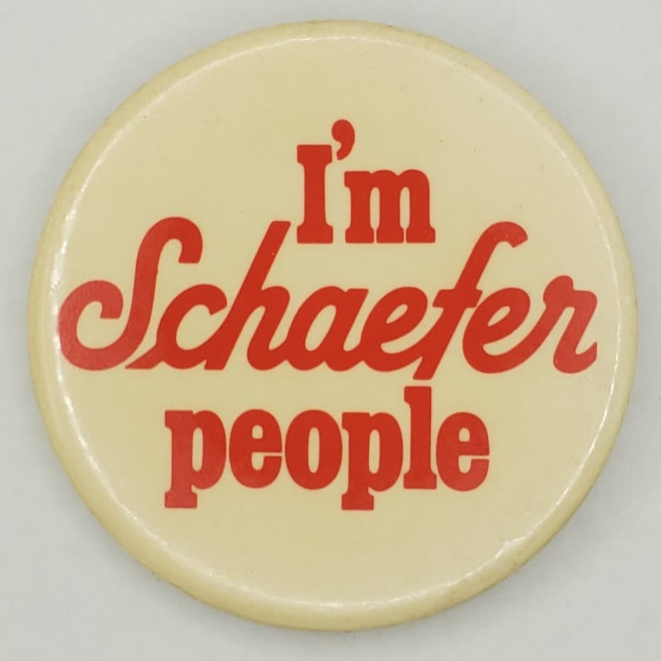 Vintage 70s Schaefer Beer Im Schaefer People Slogan Pinback Button