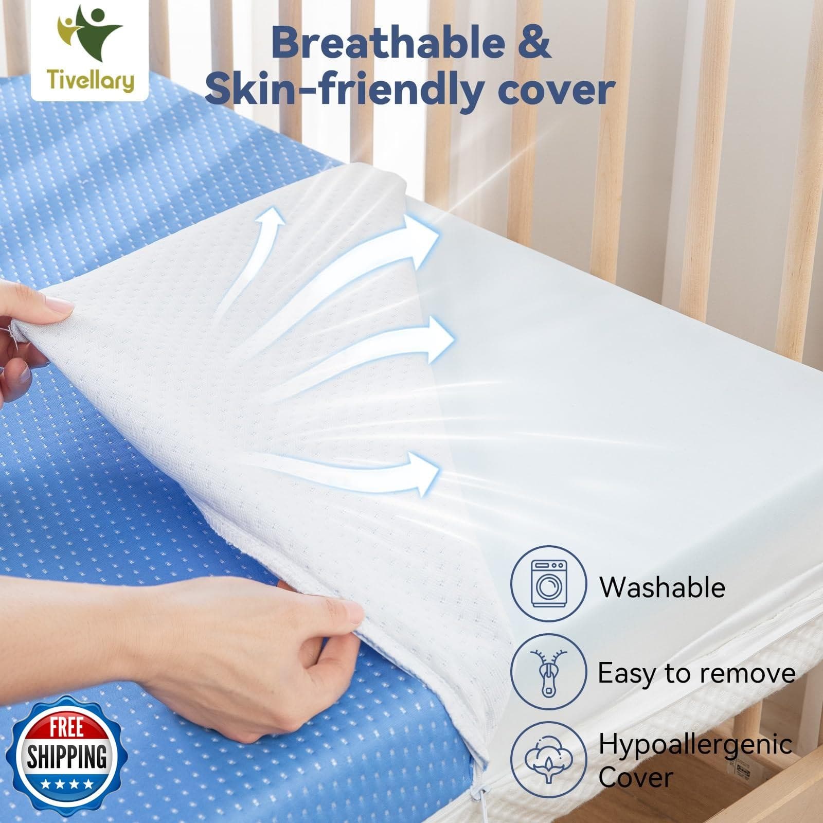 Tivellary Dual-Sided Crib Mattress – Gel Memory Foam Infant and Toddler Mattr 5