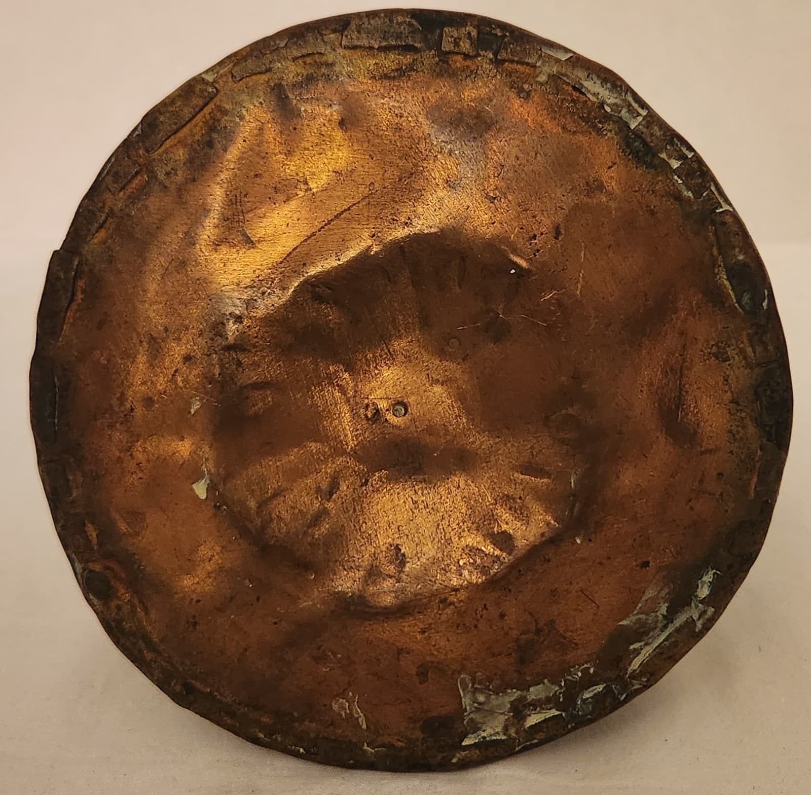 ANTIQUE MIDDLE EASTERN HAMMERED ETCHED ANIMAL COPPER COFFEE PITCHER 9.5"x7" 6