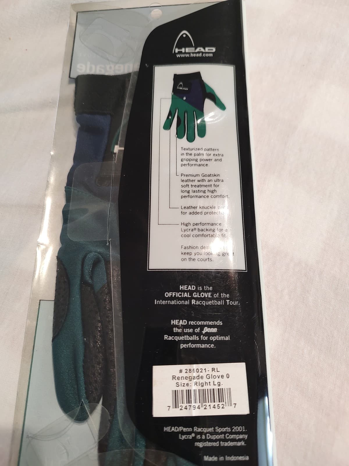 Head, Right Handed Racquetball Glove 3