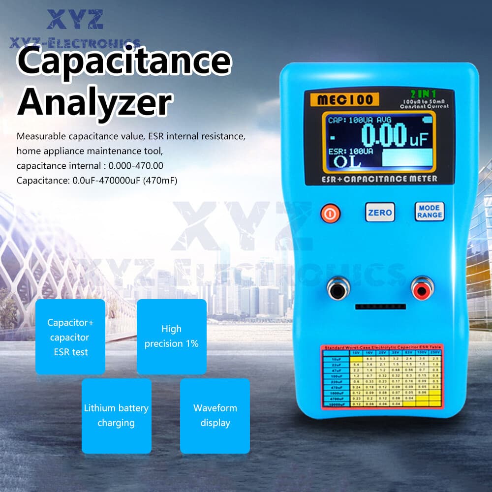 MEC-100 High-precision Capacitance Analyzer ESR Meter Digital Display Auto Rang 2