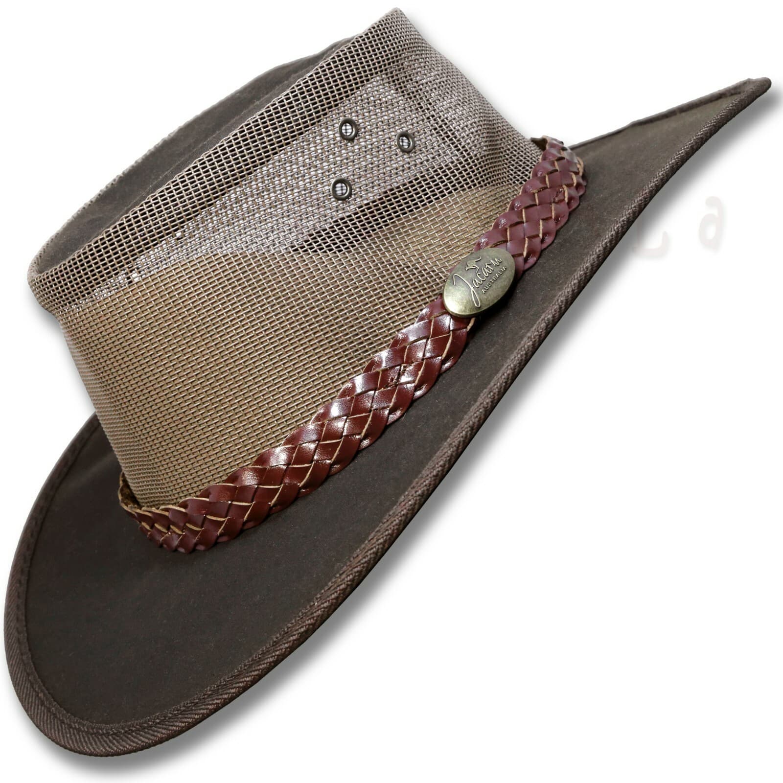 【oZtrALa】 AUSTRALIAN Hat Oilskin Canvas Jacaru OUTBACK Leather Mens Black Cowboy 3