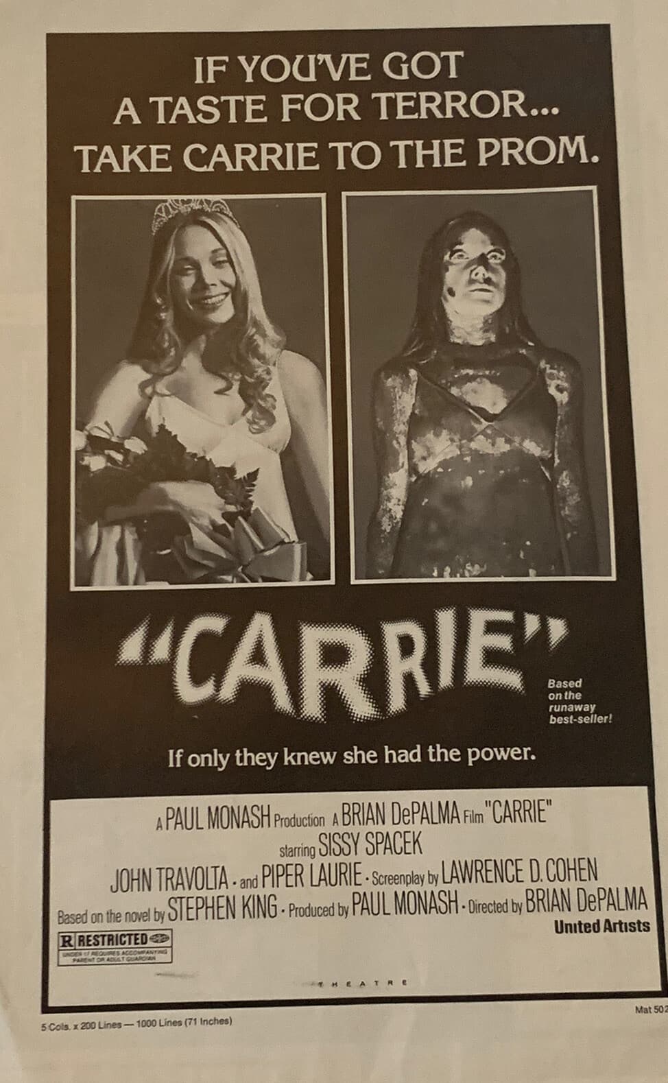 10 Horror B Movie Press Books Advertising 1950's to 1970's Carrie Uncut Rare Lot 2