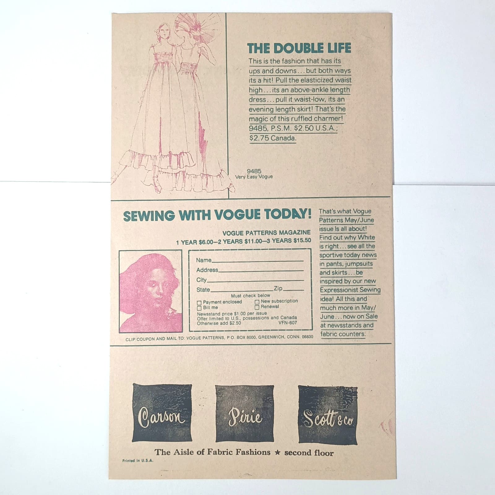 Vogue Patterns July 1976 newsletter 1970s fashion sundresses Carson Pirie Scott 5