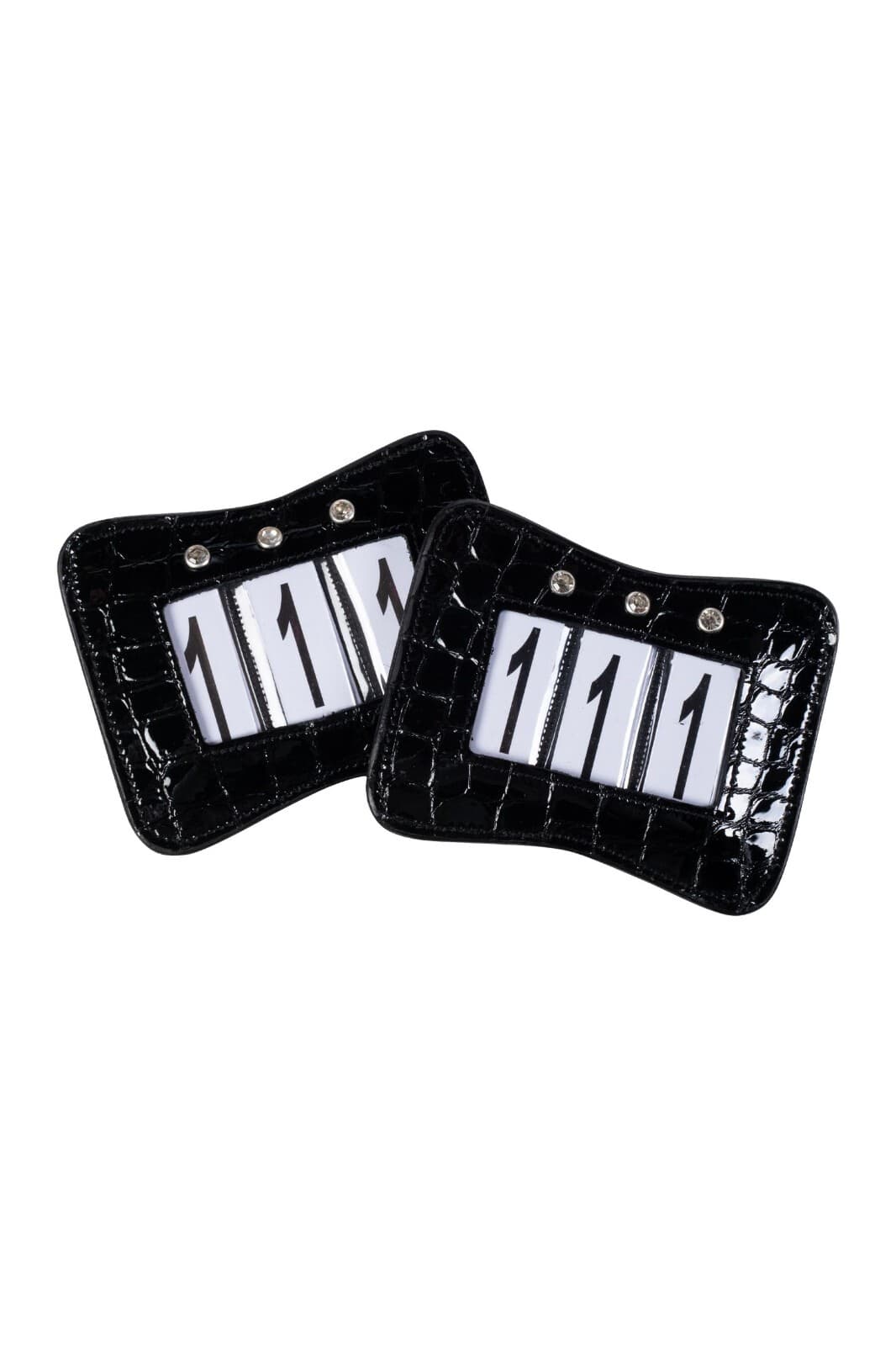 HKM Viola Competition Number Holder - Black Patent with Crystals 2