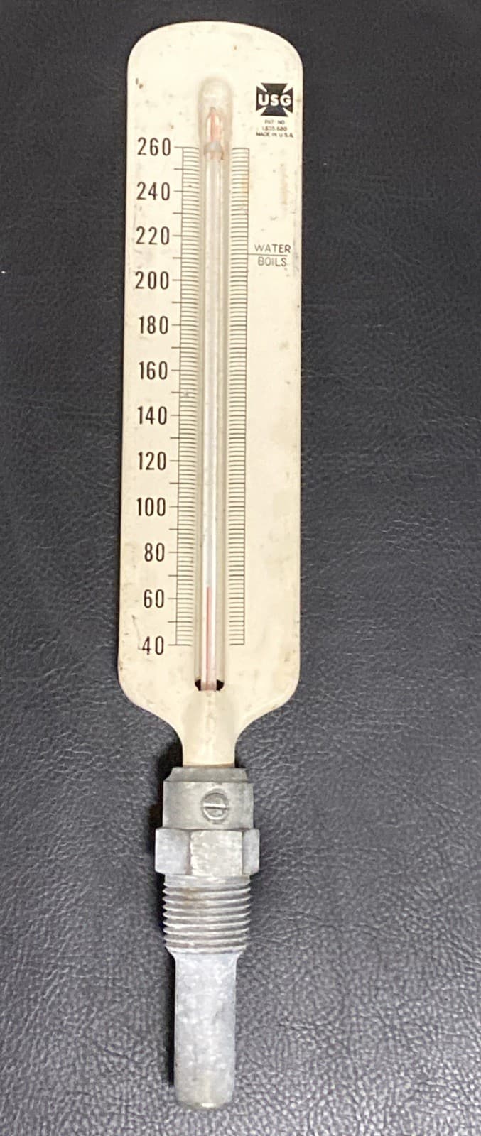 Vintage Hot Water Thermometer USG,   Range 40-260 (B1)