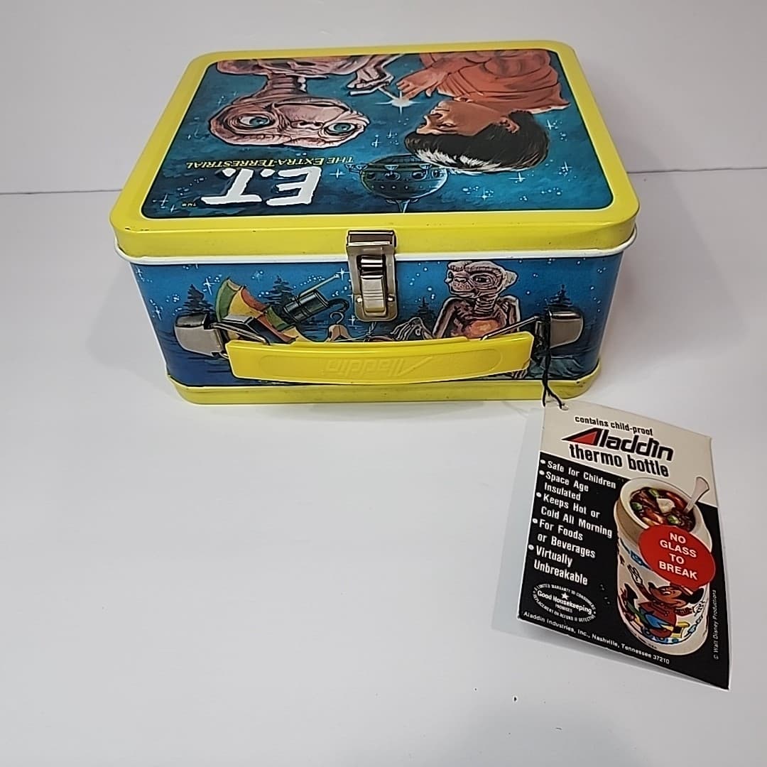 Vtg 1982 E.T. The Extra-Terrestrial Metal Lunchbox w/ Tags Complete w/ Thermos 5