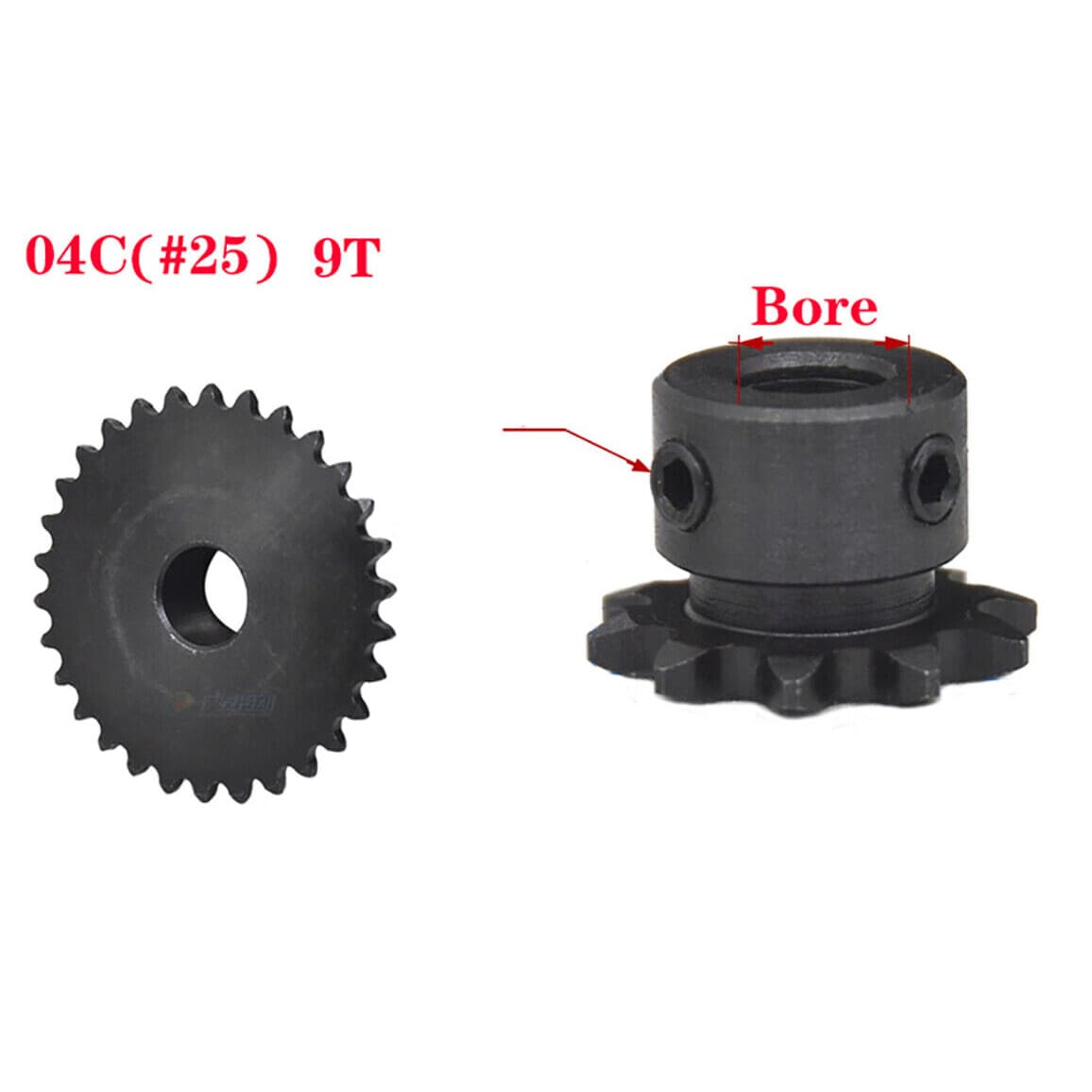 NJ STOCK 04C 9T 45# Steel Chain Sprocket Roller Chain Sprockets Bore 8mm