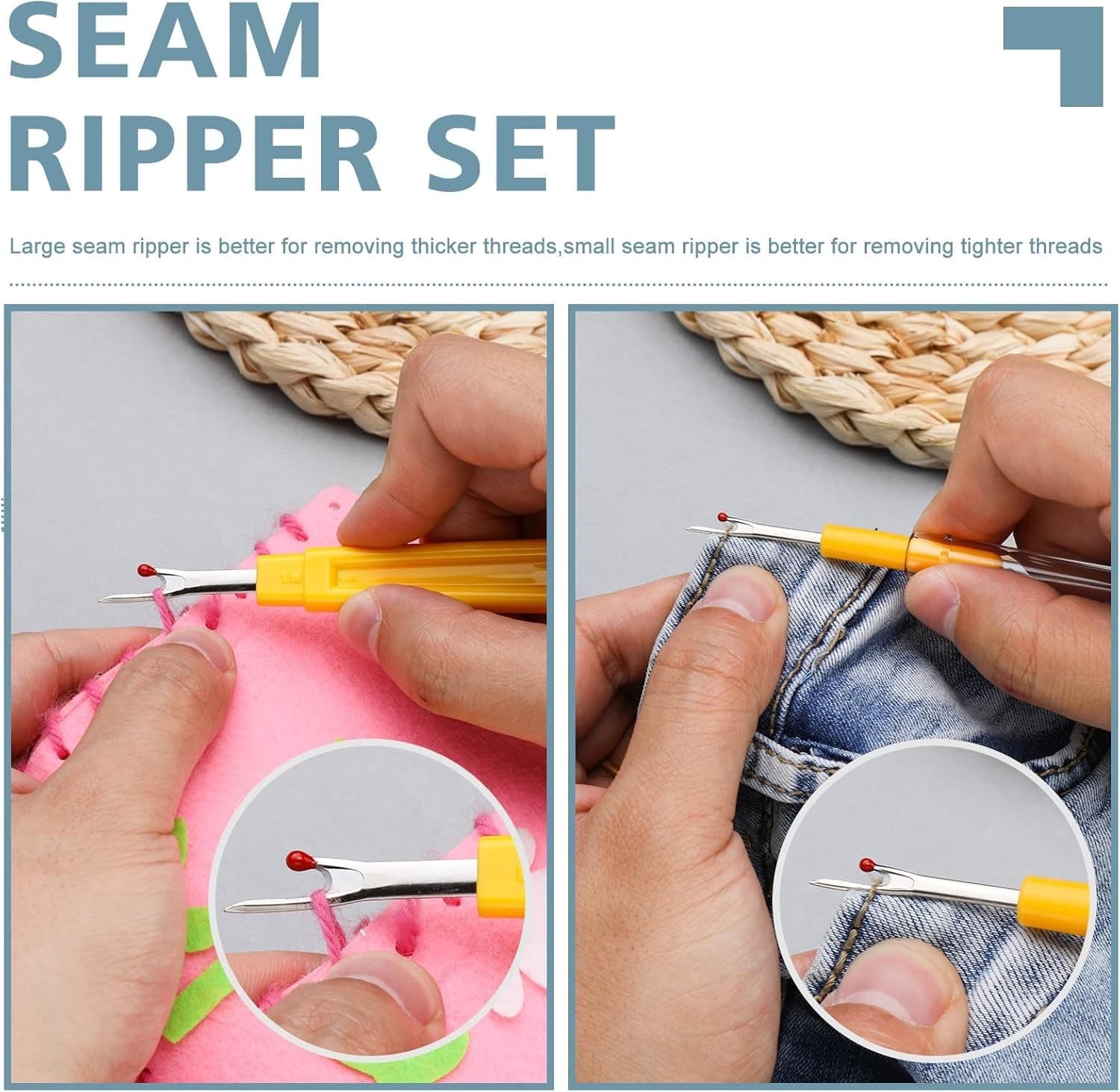 ZMAAGG Seam Ripper, 4 Big and 4 Small Stitch Remover Tools, Seam Rippers for 5