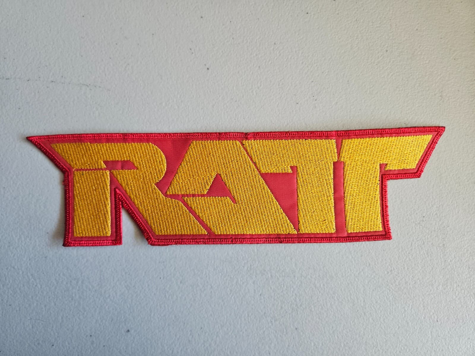 RATT, SEW ON RED AND GOLDEN EMBROIDERED LARGE BACK PATCH
