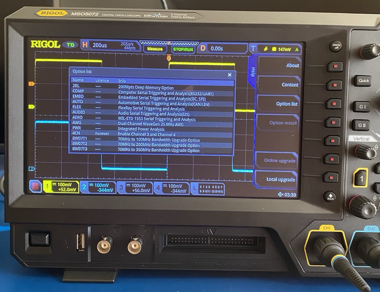 Rigol MSO5072 - Four Channel, 70 MHz Digital / Mixed Signal Oscilloscope 5
