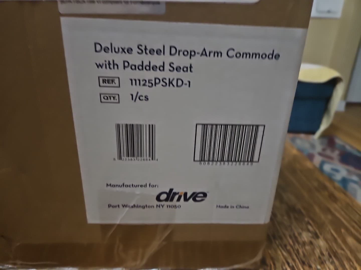 NEW! Drive 11125PSKD-1 Deluxe Steel Drop Arm Bedside Commode Toilet Padded Arms 6