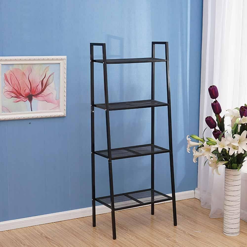 4 Tier Leaning Ladder Shelf Bookcase Bookshelf Storage Shelves Unit Organizer