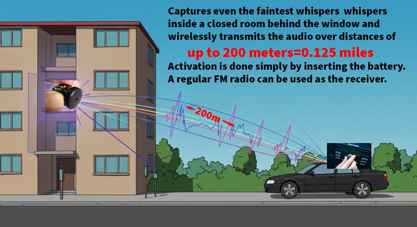 Mini Spy Audio Rf Signal Bug , Wireless Listening Through Glass/Wall Up To 300m 3