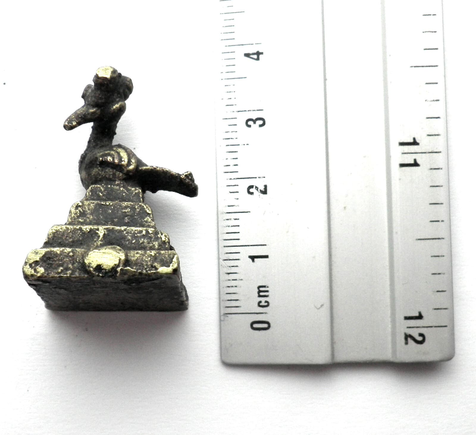 AFRICAN ASHANTI AKAN BIRD ON A PYRAMID GOLD WEIGHT 1700-1900 AD Brass 33g. 6