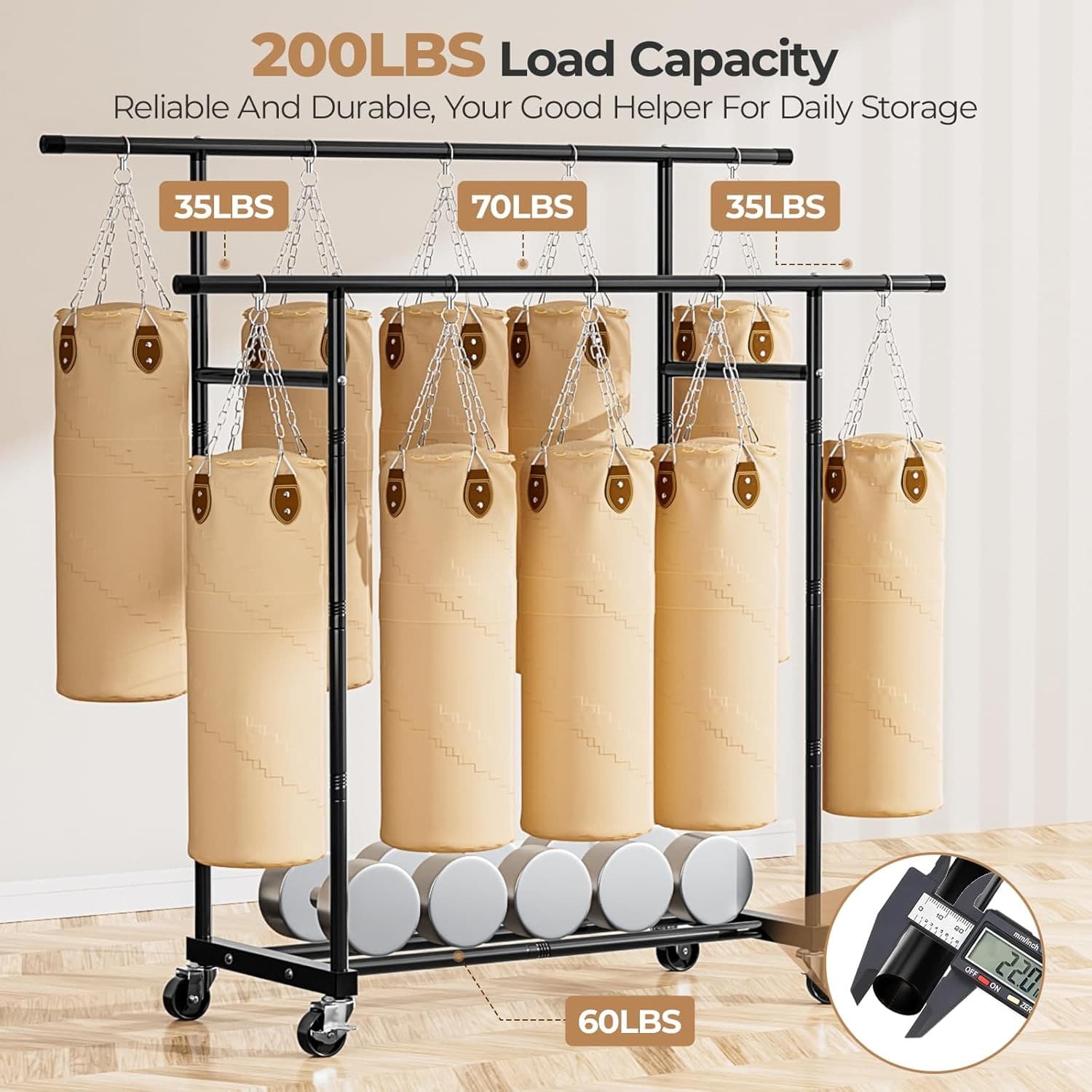 Abiglifty Double Rods Clothes Rack for Hanging Clothes Clothing Rack with Wheels 3