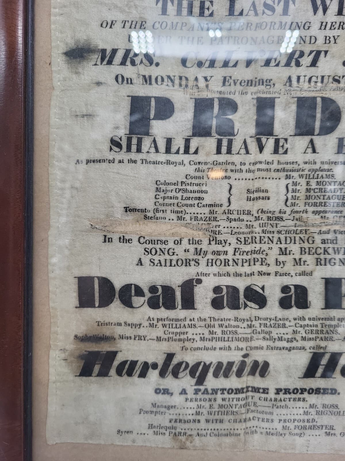 THEATRE SWANSEA BY AUTHORITY 1824 THE LAST WEEK MRS CALVERT JONES SHOW BILL ADD 5