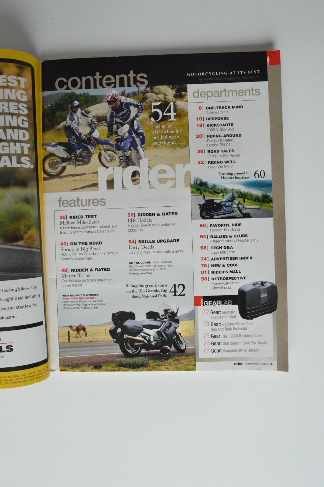 RIDER November 2008 Honda DN-01 Harley FLHTCU Electra Glide Yamaha Star Vmax 2