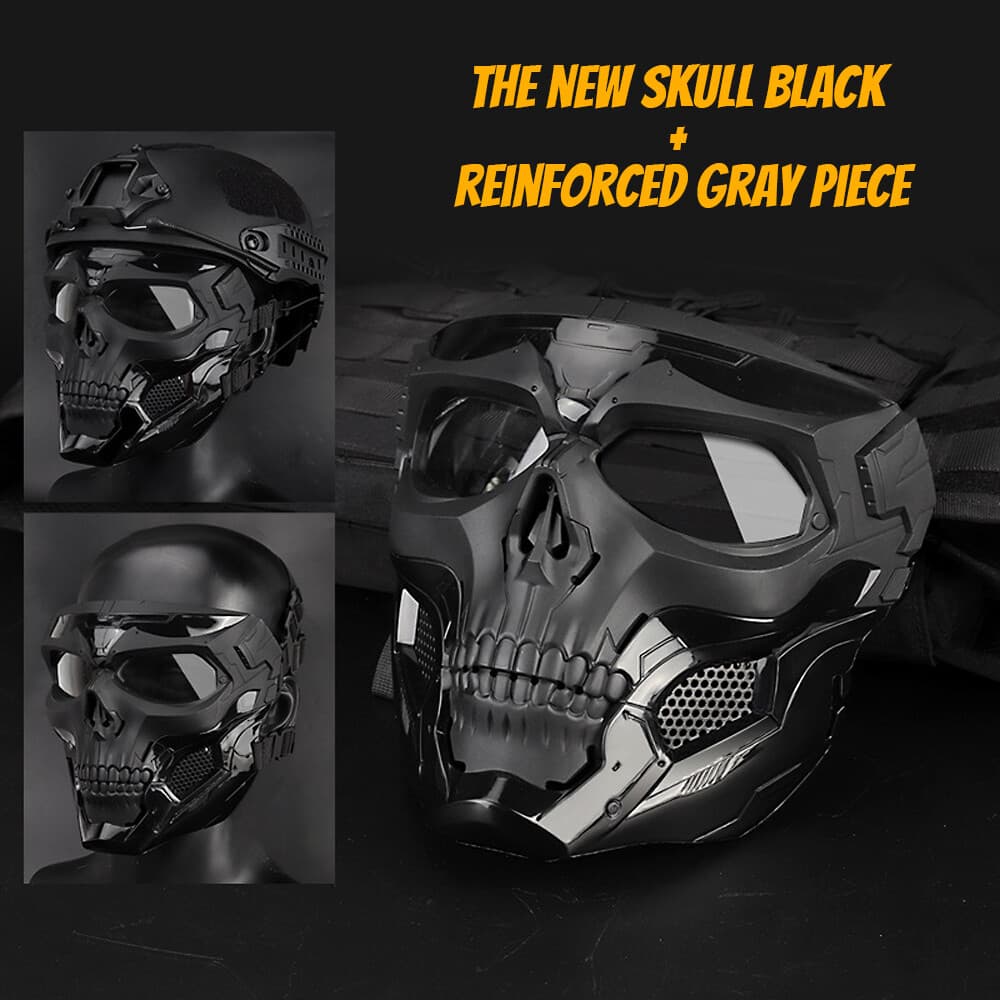 Black Skull Full Face Mask Motorcycle Riding Protective Goggle Eye Protection US 6