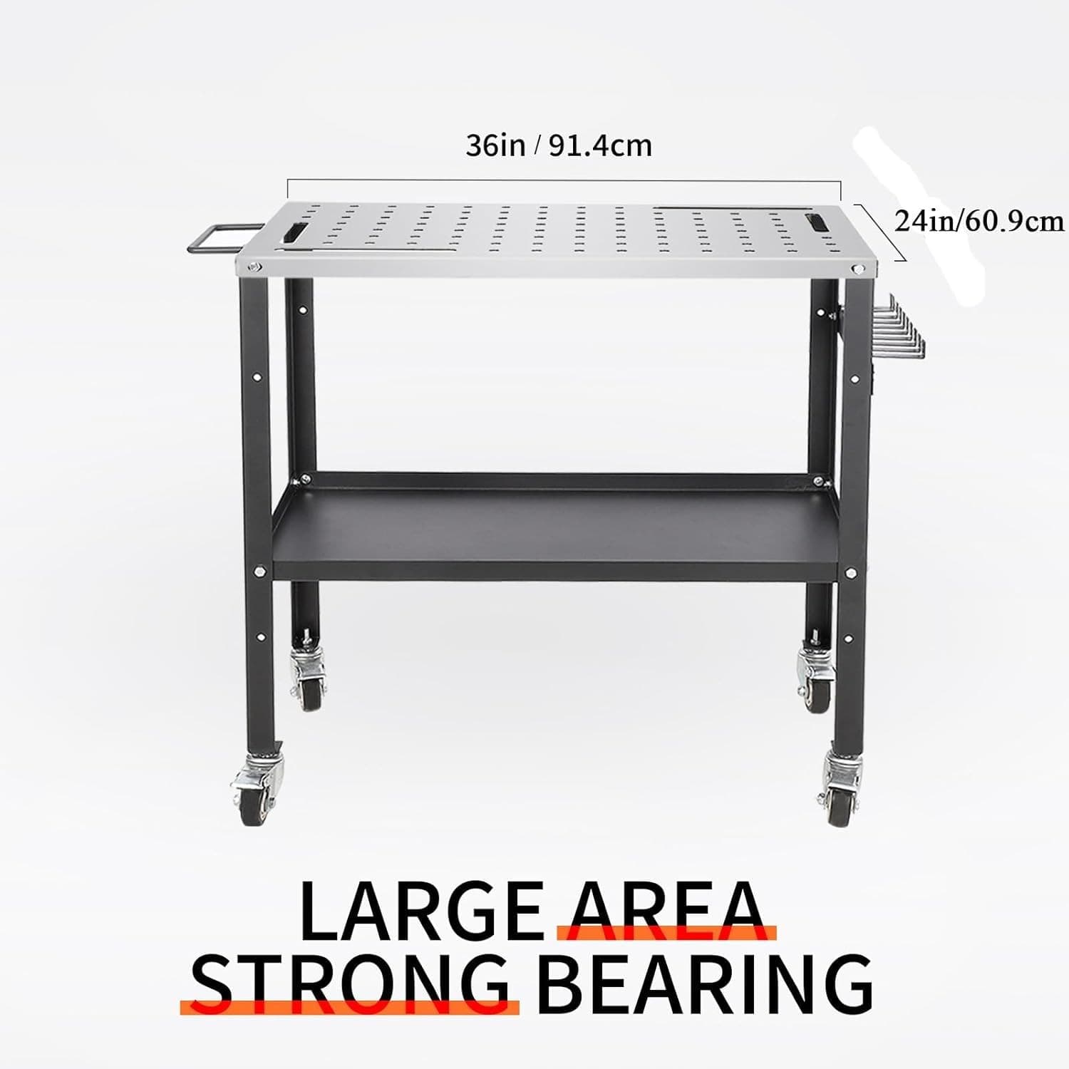 Welding Table 36"x24" 600Lbs Load Capacity Steel Welding Cart Workbench Table 3