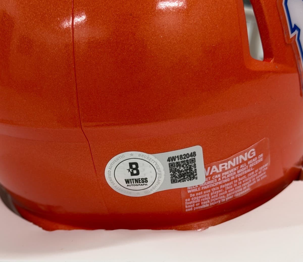 Ashton Jeanty Signed Boise State Broncos NCAA Mini Speed Helmet Orange Beckett 3