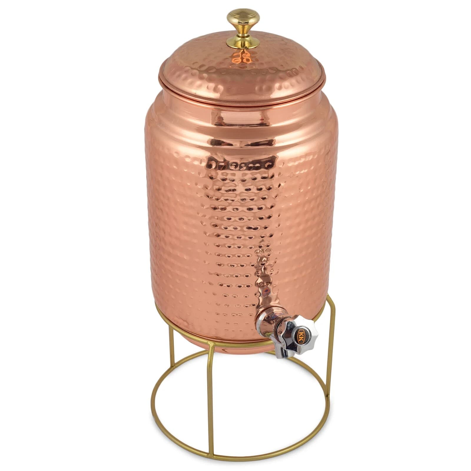 Pure Hammered Copper Water Dispenser With Stand 5 Ltr. Copper Matka Tank Vessel 4