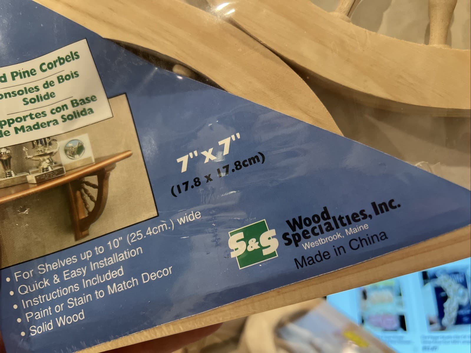 Wood Specialties Solid Pine Wood Corbels 7"x7" Shevles up to 10" NEW IN PKG 3