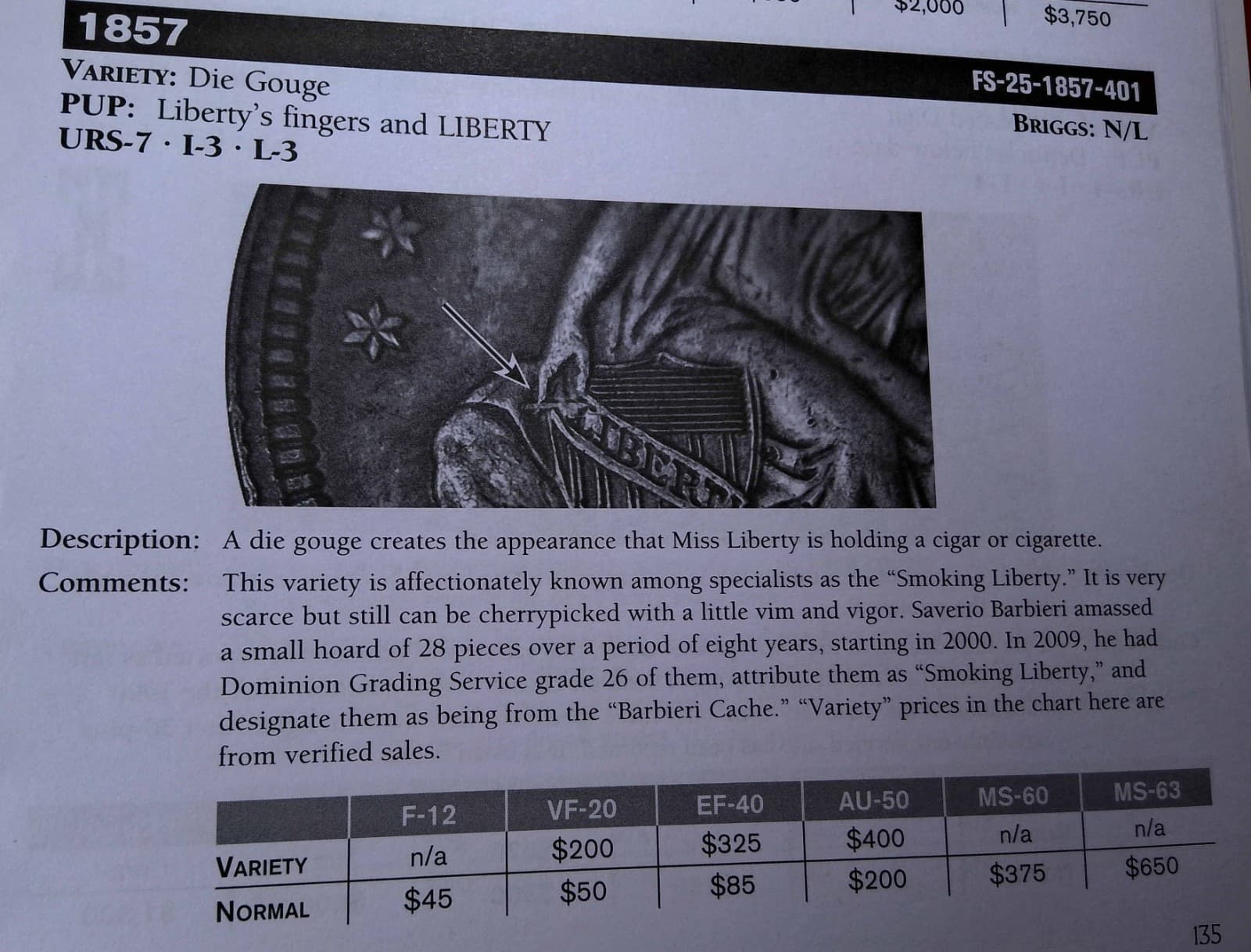 1857 Seated Liberty Quarter 25 - Smoking Liberty FS-401 Die Gouge - Old Cleaning 6