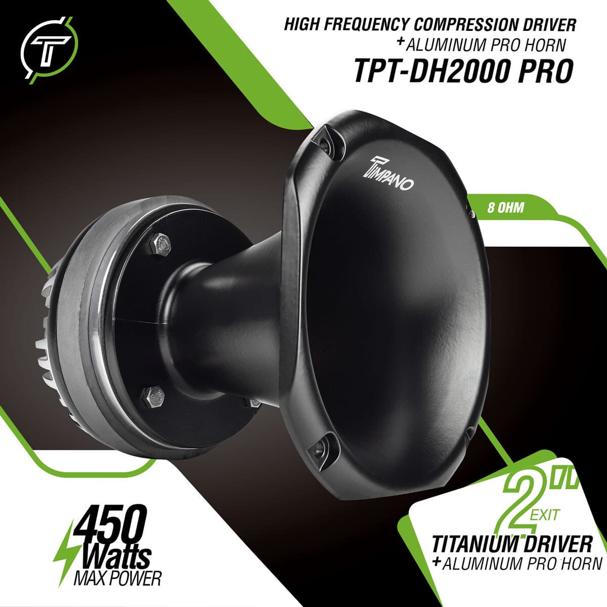 (2) TIMPANO TPT-DH2000 PRO 450W 8 OHM 2" EXIT ALUMINUM HORN + TITANIUM DRIVER 2