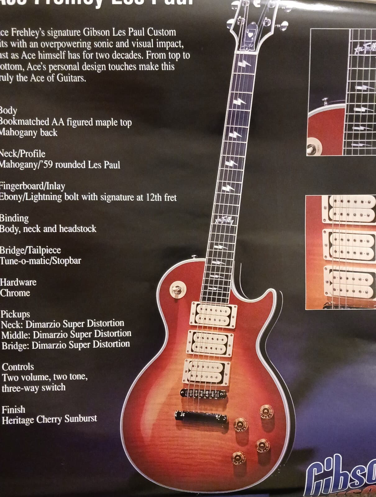 1996 Gibson Ace Frehley Les Paul Custom guitar poster 3