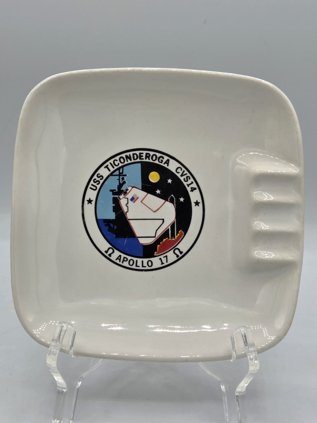 Lot of 2 Vintage NASA Ashtray USS Ticonderoga Apollo 17 Splashdown / Skylab I 3